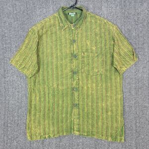 Jayli Shirt Mens L Green Striped Hippie Festival Bodhi 100% Cotton Made In Nepal
